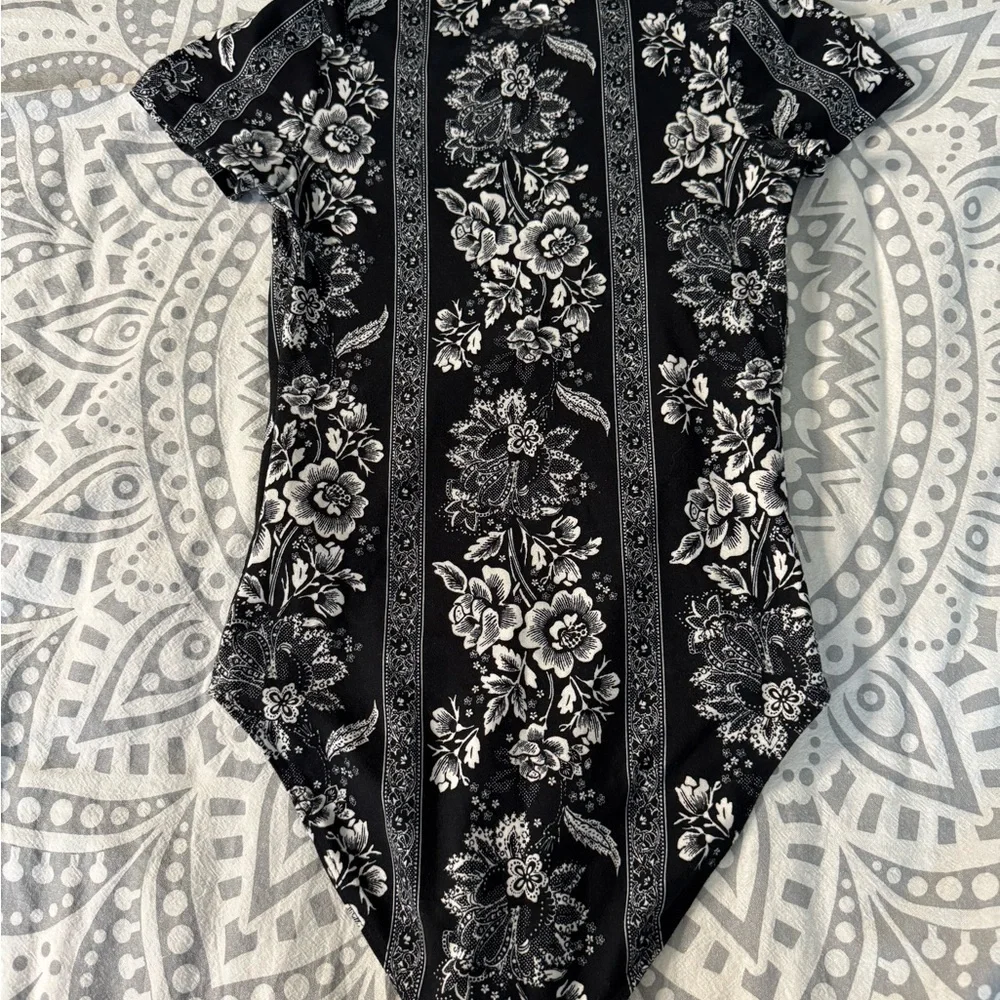 Pitaya Black and White Floral Bodysuit - Picture 2 of 2